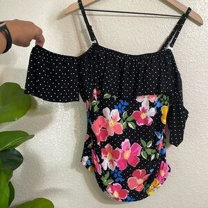 St. John’s Bay mix print cold shoulder tankini